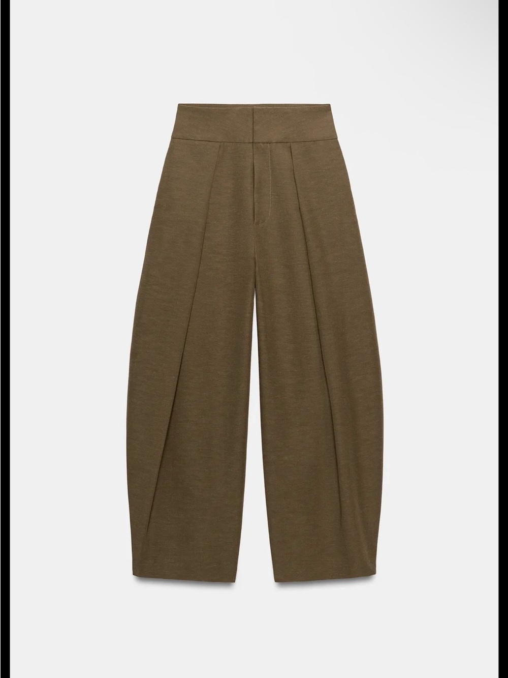 Zara Olive High-Waist Wide-Leg Trousers